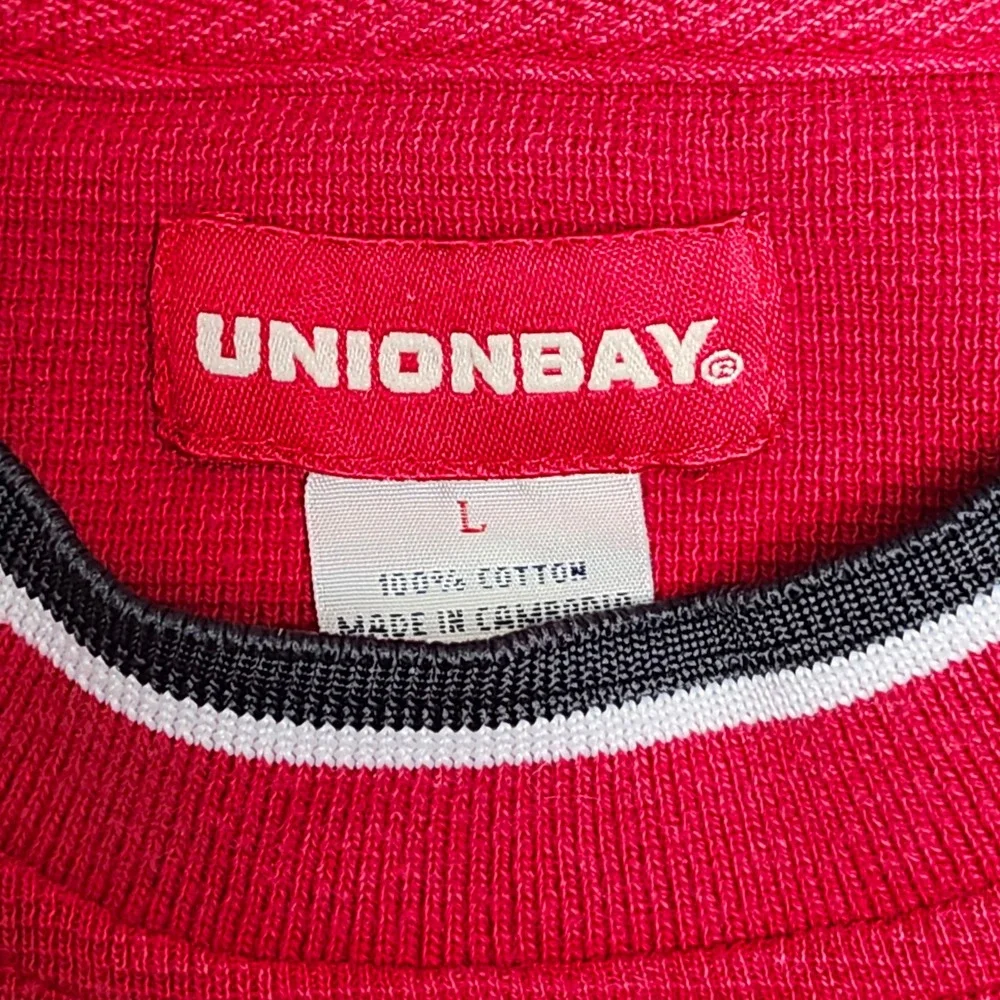 Vintage Y2K Unionbay Colorblock Waffle Knit Long Sleeve Red L Skater Streetwear